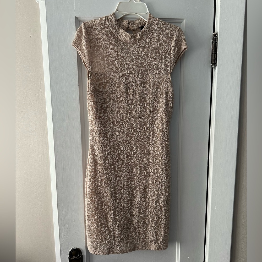 Lace, high neck bodycon dress